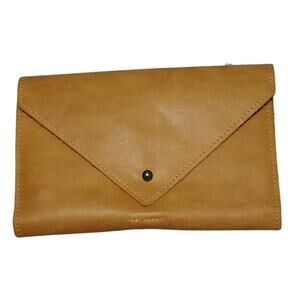Brown Genuine Leather Credit Card Checkbook Wallet Fold Over Flap New With Tags